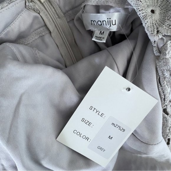 Maniju Lulus Savannah Days Short Sleeve Open Back Gown Maxi Dress Grey Gray New - Picture 13 of 16